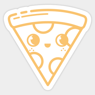 Kawaii Pizza Icon Yellow Sticker